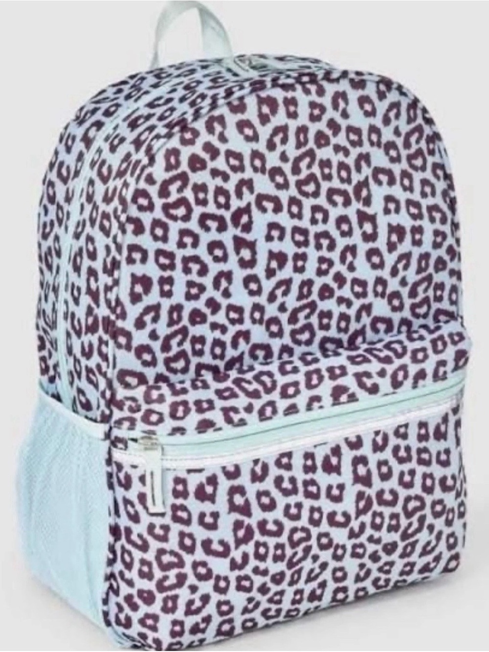 Kids Leopard Print Backpack in Light Blue and Purple - Youth School Bag